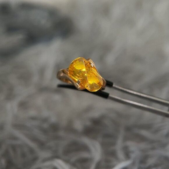 Sterling Gold Vermeil 925 Yellow Cz Taiwan Ring - Picture 5 of 8